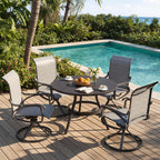 LOUVIXA Patio Swivel Chair Set of 8, All-Weather Patio Swivel Rocking Chair, High Back Patio Dining Chairs for Backyard, Porch, Lawn, Garden(8, Navy Blue)