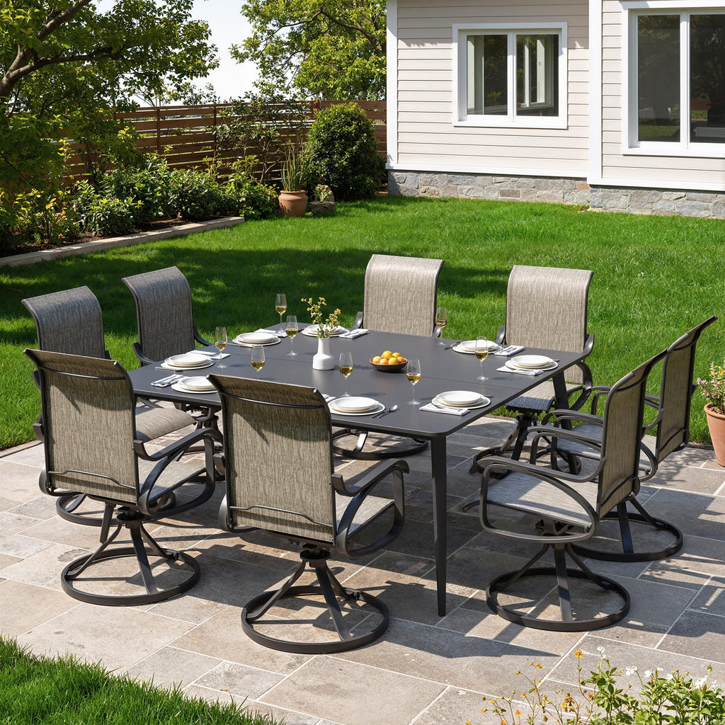 LOUVIXA Patio Swivel Chair Set of 8, All-Weather Patio Swivel Rocking Chair, High Back Patio Dining Chairs for Backyard, Porch, Lawn, Garden(8, Navy Blue)