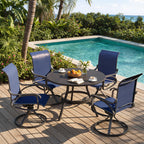 LOUVIXA Patio Swivel Chair Set of 8, All-Weather Patio Swivel Rocking Chair, High Back Patio Dining Chairs for Backyard, Porch, Lawn, Garden(8, Navy Blue)
