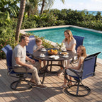 LOUVIXA Patio Swivel Chair Set of 8, All-Weather Patio Swivel Rocking Chair, High Back Patio Dining Chairs for Backyard, Porch, Lawn, Garden(8, Navy Blue)