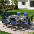 LOUVIXA Patio Swivel Chair Set of 8, All-Weather Patio Swivel Rocking Chair, High Back Patio Dining Chairs for Backyard, Porch, Lawn, Garden(8, Navy Blue)
