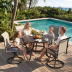 LOUVIXA Patio Swivel Chair Set of 8, All-Weather Patio Swivel Rocking Chair, High Back Patio Dining Chairs for Backyard, Porch, Lawn, Garden(8, Navy Blue)