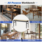 94.5" Heavy Duty Workbench, Height Adjustable Garage Work Table, Workstation Desk with Power Strip2, Workbench with Pegboard, 2000LBS Max Load
