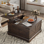 LOUVIXA Farmhouse Lift Top Coffee Table with Hidden Storage Compartment