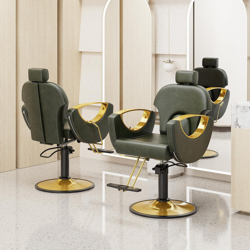LOUVIXA Barber Chair for Hair Stylist, Height Adjustable Hydraulic Hair Reclining Salon Chair, 360 Degrees Rotation, Multi-Function Shampoo Chair for Salon Barbershop (Grey)