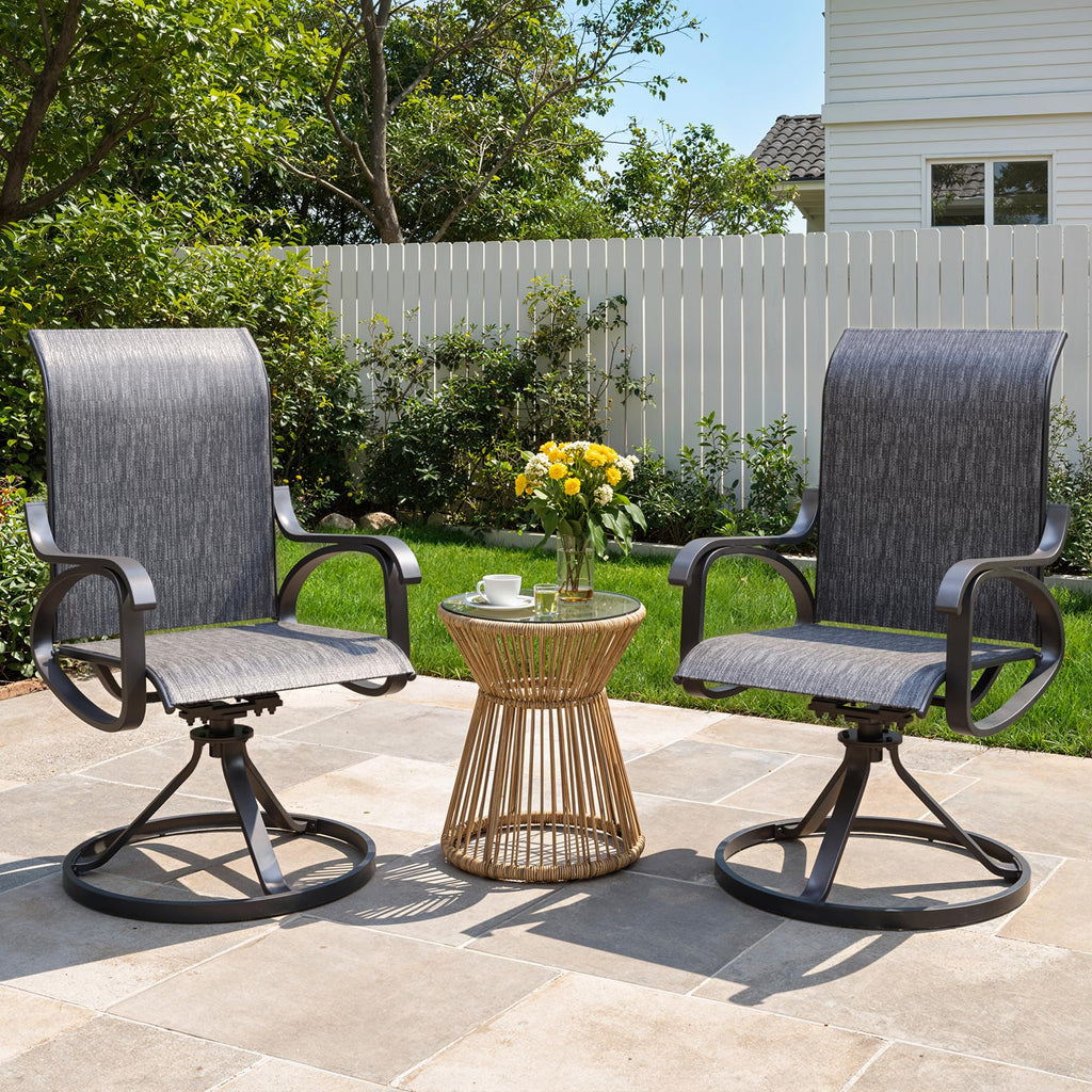 LOUVIXA Patio Swivel Chair Set of 8, All-Weather Patio Swivel Rocking Chair, High Back Patio Dining Chairs for Backyard, Porch, Lawn, Garden(8, Navy Blue)