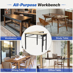 94.5" Heavy Duty Workbench, Height Adjustable Garage Work Table, Workstation Desk with Power Strip2, Workbench with Pegboard, 2000LBS Max Load