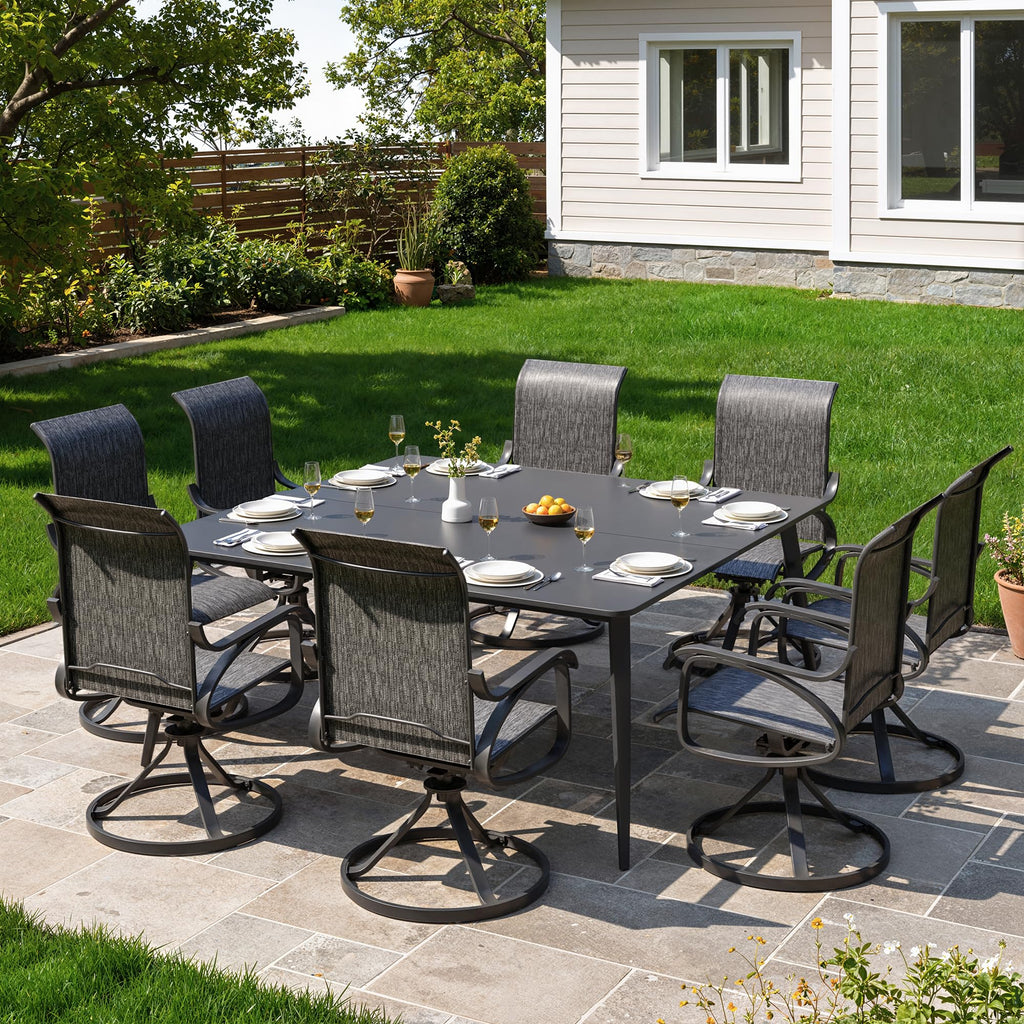 LOUVIXA Patio Swivel Chair Set of 8, All-Weather Patio Swivel Rocking Chair, High Back Patio Dining Chairs for Backyard, Porch, Lawn, Garden(8, Navy Blue)
