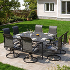 LOUVIXA Patio Swivel Chair Set of 8, All-Weather Patio Swivel Rocking Chair, High Back Patio Dining Chairs for Backyard, Porch, Lawn, Garden(8, Navy Blue)
