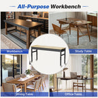 94.5" Heavy Duty Workbench, Height Adjustable Garage Work Table, Workstation Desk with Power Strip2, Workbench with Pegboard, 2000LBS Max Load