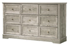 Farmhouse 9-Drawer Dresser – Bedroom Chest of Drawers, Rustic Gray
