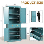 72" Kitchen Pantry Storage Cabinet with Adjustable Shelves & Drawer – Lake Blue