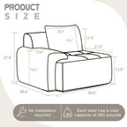 Modular Corduroy Sofa – Deep Seat Cloud Couch, Left Armchair, Black