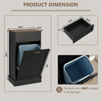 Tilt-Out Trash Cabinet with Drawer – Single Hidden Bin, Black