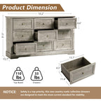 Farmhouse 9-Drawer Dresser – Bedroom Chest of Drawers, Rustic Gray