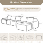 6-Piece Modular Corduroy Sectional Sofa – L-Shape, Deep Seat, White