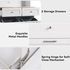 68.4" Kitchen Pantry Storage Cabinet with Glass Hutch & Tilt-Out Trash Bin – White, Double Trash