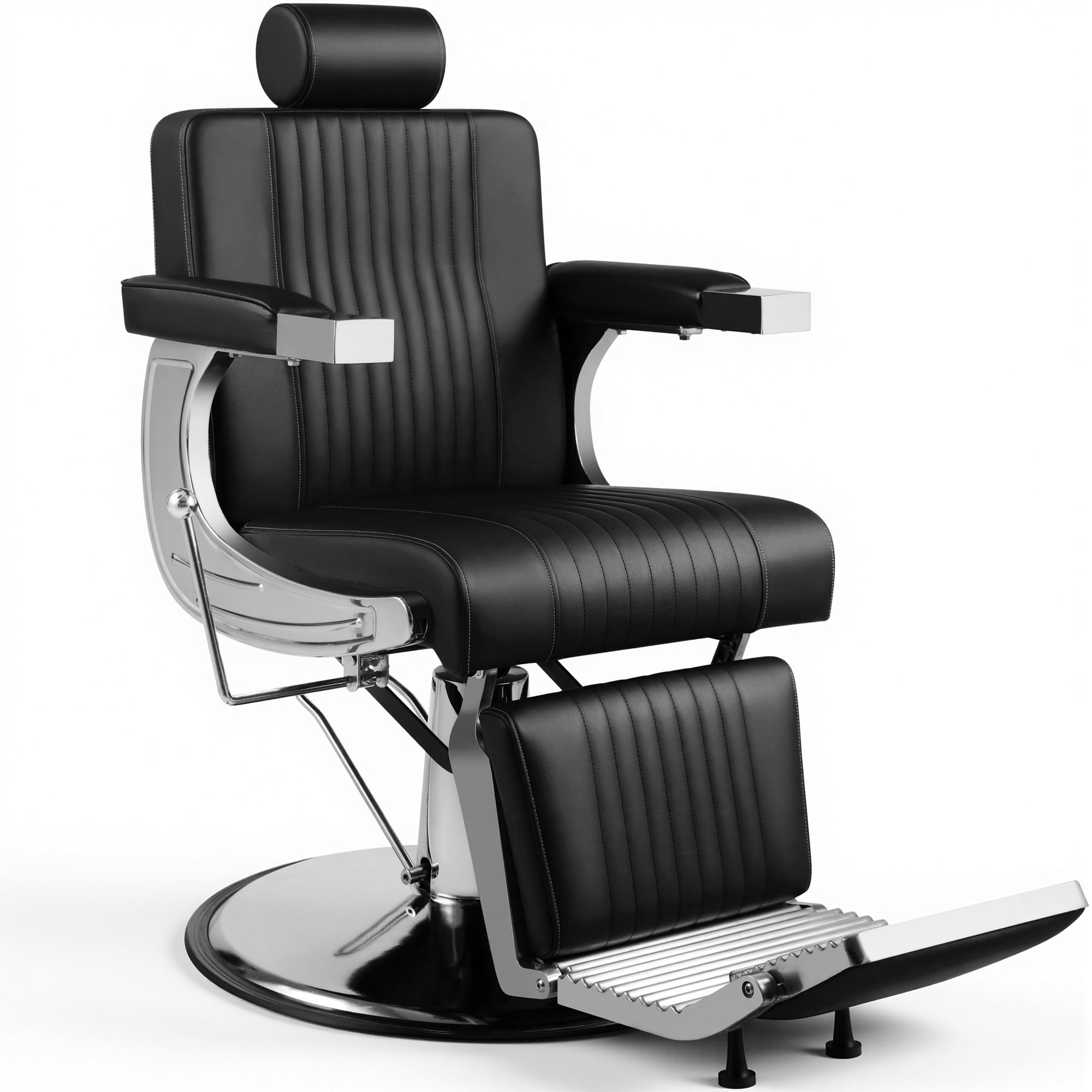 Professional Hydraulic Barber Chair with 360° Swivel & Recline – Black