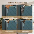 Tilt-Out Trash Cabinet with Double Hidden Bins & Drawers – Teal