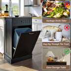Tilt-Out Trash Cabinet with Drawer – Single Hidden Bin, Black