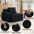 Modular Corduroy Sofa – Deep Seat Cloud Couch, Left Armchair, Black