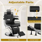 Professional Hydraulic Barber Chair with 360° Swivel & Recline – Black