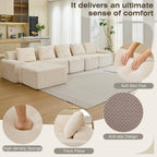 6-Piece Modular Corduroy Sectional Sofa – L-Shape, Deep Seat, White