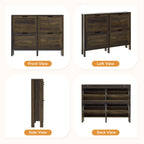 Freestanding Shoe Cabinet with 4 Flip-Down Drawers – Entryway Storage, Brown