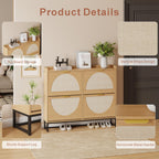 Freestanding Shoe Storage Cabinet with Rattan Doors – Entryway & Hallway, Natural Oak