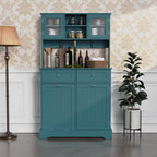68.4" Kitchen Pantry Storage Cabinet with Hutch, Drawers & Tilt-Out Trash Bin – Deep Teal
