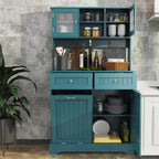 68.4" Kitchen Pantry Storage Cabinet with Hutch, Drawers & Tilt-Out Trash Bin – Deep Teal