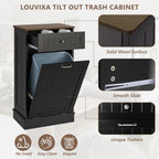 Tilt-Out Trash Cabinet with Drawer – Single Hidden Bin, Black