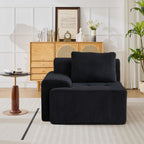 Modular Corduroy Sofa – Deep Seat Cloud Couch, Left Armchair, Black