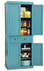 72" Kitchen Pantry Storage Cabinet with Adjustable Shelves & Drawer – Lake Blue